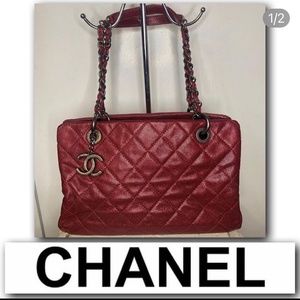 CHANEL Burgundy CAVIAR Leather Tote